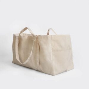 Grosse ökologische Stofftasche aus Bio-Baumwolle, nachhaltig, robust und ideal für Einkäufe, Strandtage oder den Alltag.