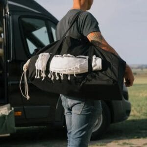Grosse ökologische Stofftasche aus Bio-Baumwolle, nachhaltig, robust und ideal für Einkäufe, Strandtage oder den Alltag. So grosse wie eine IKEA - Tasche.