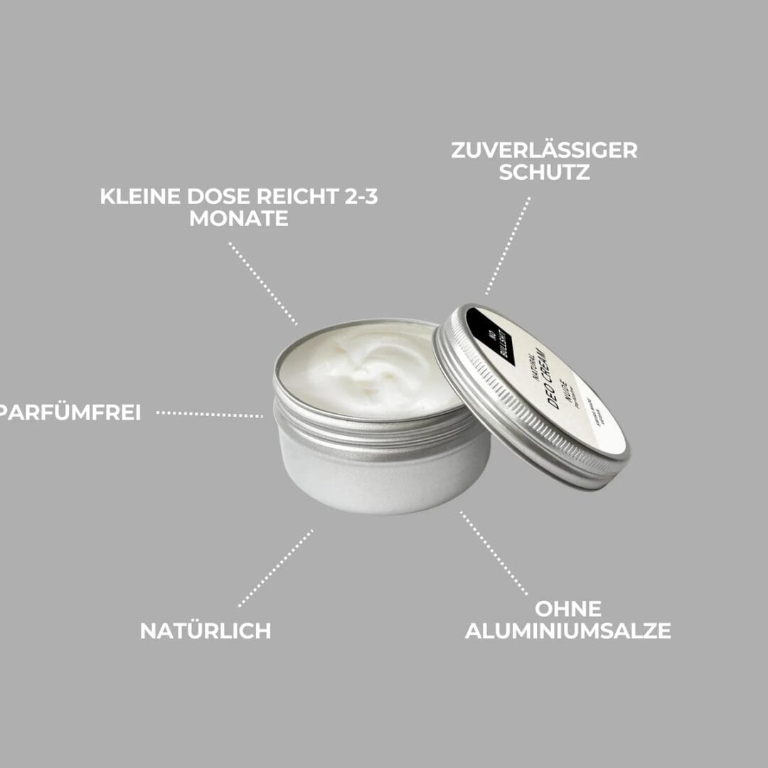 No Bullsh!t Deo Cream Nude mit Produkt-Claims: parfümfrei, ohne Aluminiumsalze