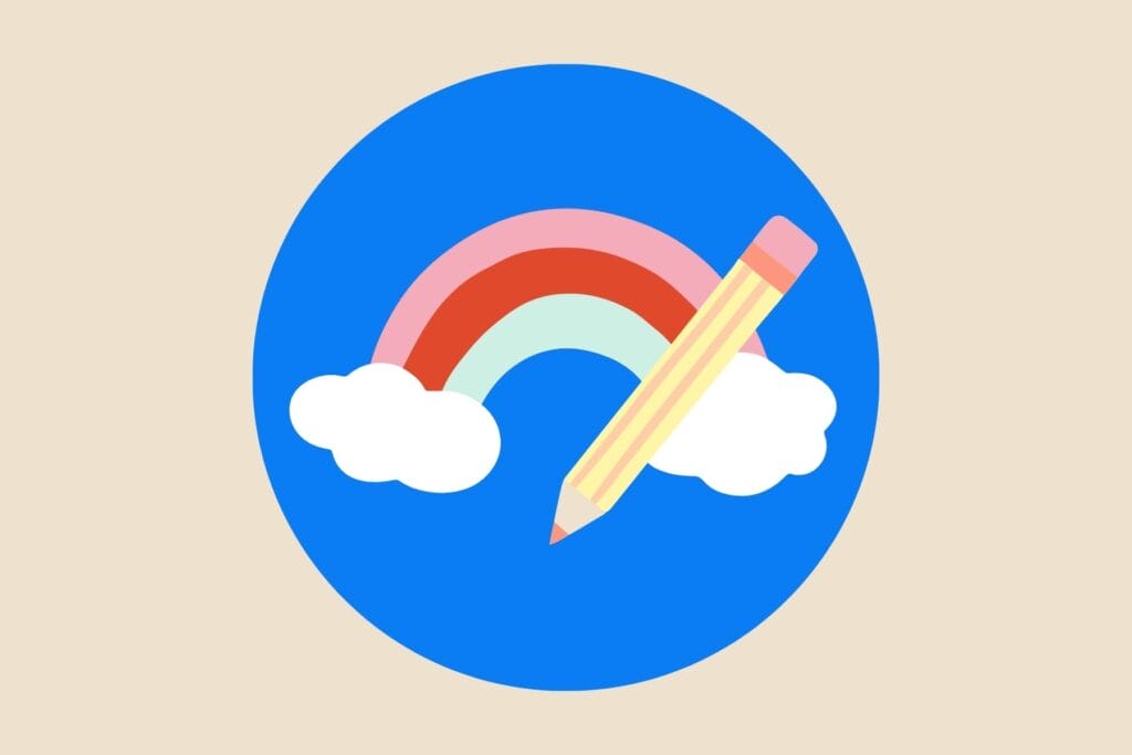 Illustration eines Regenbogens und eines Bleistifts - Schule und Kindergarten, alle Magazinbeiträge und Podcasts in einem Dossier vereint