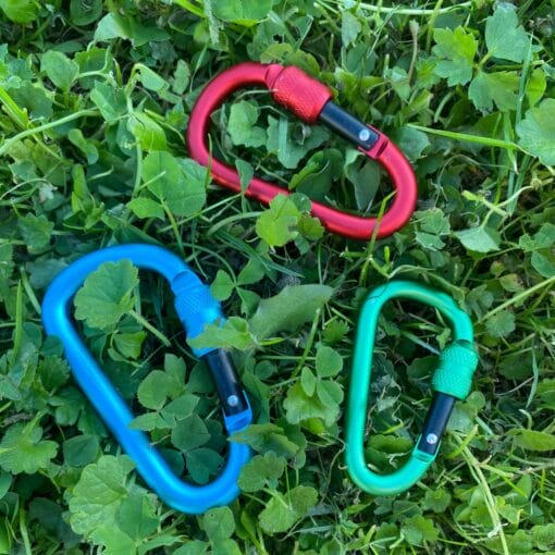 3er-Set Karabiner aus Aluminium mit Schraubverschluss, zum sicheren Befestigen von Schlüsseln, Taschen oder kleinen Gegenständen.