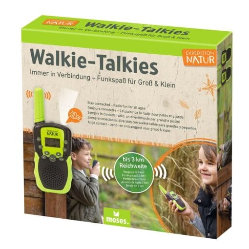 Walkie-Talkie für Kinder – einfache Bedienung, bis 3 km Reichweite, ideal für Abenteuer und geheime Missionen.