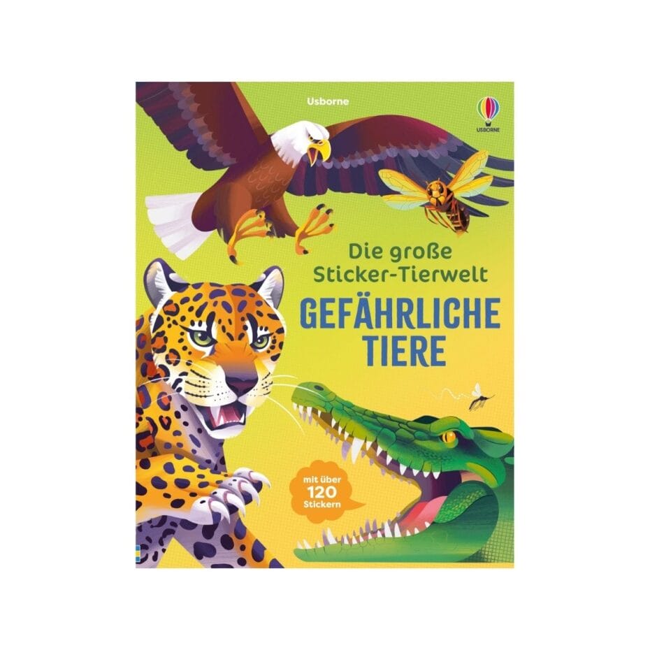 Entdecke mit über 120 Stickern die gefährlichsten Tiere der Welt! Für Kinder ab 5 Jahren – lehrreich, kreativ und spannend.