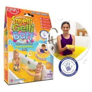 Entdecke mit dem Smelli Gelli Baff einzigartigen Badespaß – Wasser wird zu buntem Schleim und wieder zurück, hautfreundlich und biologisch abbaubar.