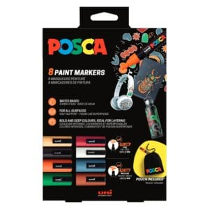 Praktisches Starterset mit 8 wasserbasierten POSCA-Markern – ideal für Kinder, die gern malen und basteln. Inklusive Stofftasche und plastikfrei verpackt.