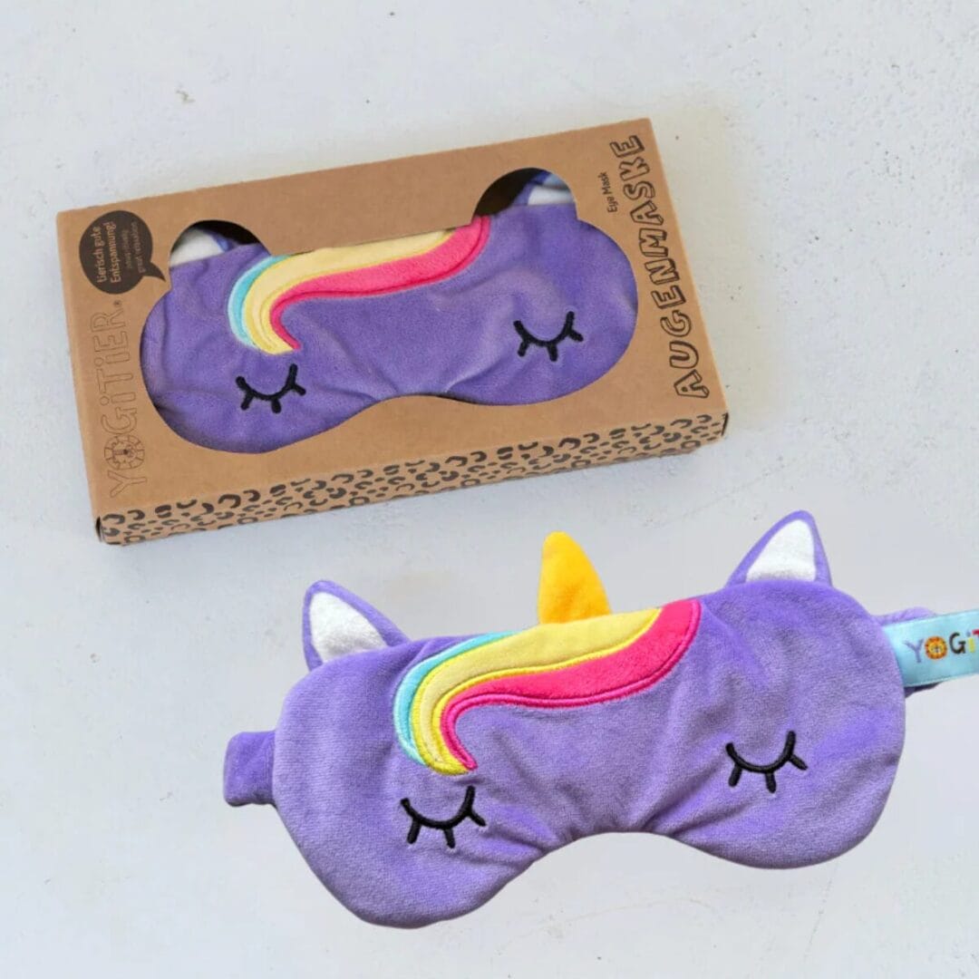 Augenmasken für Kinder 🦁🦄 – weich, bequem und fantasievoll. Ideal für Schlaf, Ruhe oder Yoga-Momente.