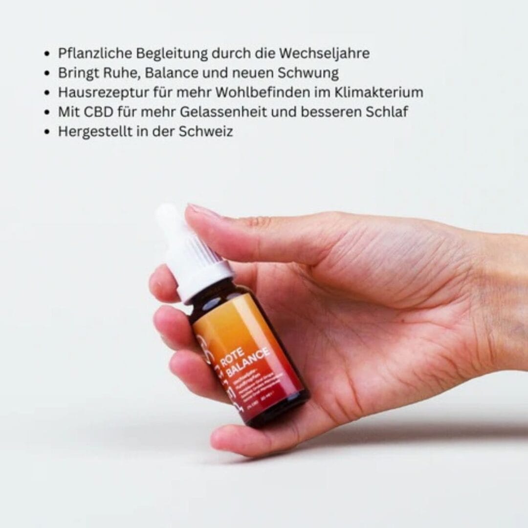 Wechseljahr-Mundtropfen Rote Balance mit wertvollen Pflanzenextrakten, die deine Hormonumstellung optimal begleiten