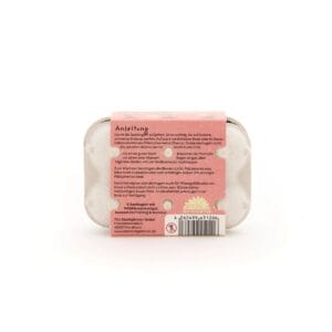 Die 6 grünen Blumenmurmeln im Mini-Eierkarton enthalten Wildblumen-Saatgut