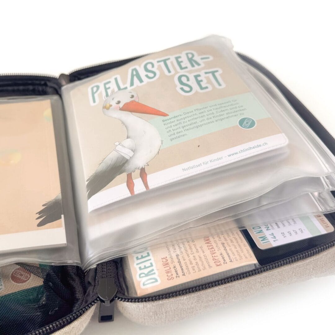 Das Notfallset für Kinder von chlini Helde beinhaltet alles, was es zur Erstversorgung von Wunden braucht.