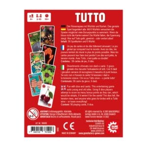 Würfelspiel Tutto mit Spielblock, Würfeln und Stift. Kompakt und handlich, perfekt für Familie, Freunde oder unterwegs für schnelle, spannende Spielrunden.