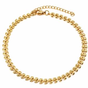 Fussketteli Leaves von Elyn & Sol — goldene Blattkette mit Säckli