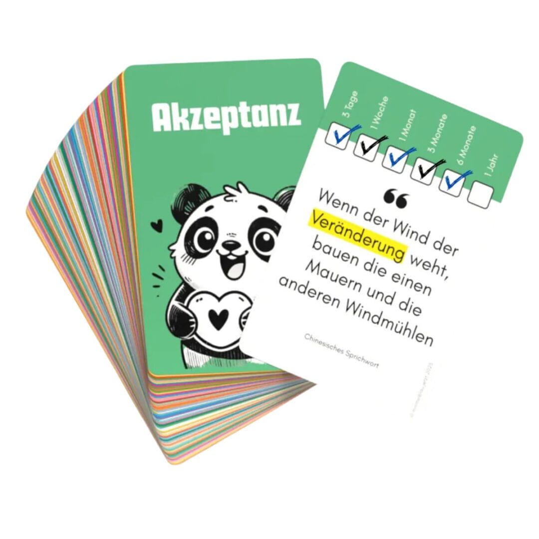 Das Kartenset "5 Werte zum Glück" enthält 90 Karten für mehr Klarheit, Mut und Sinn im Leben