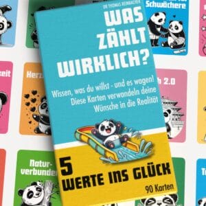 Das Kartenset "5 Werte zum Glück" enthält 90 Karten für mehr Klarheit, Mut und Sinn im Leben