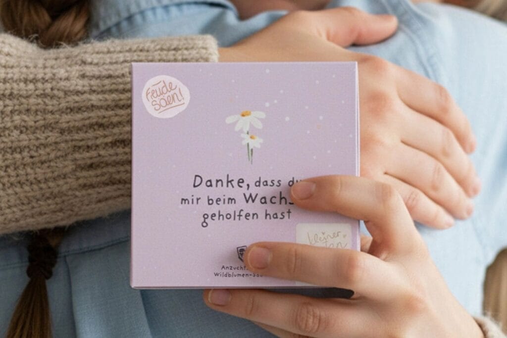 DAS Abschiedsgeschenk für Lehrpersonen: Pflanzkästchen «Danke, dass du mir beim Wachsen geholfen hast» mit Wildblumensamen und Anzuchtmatte
