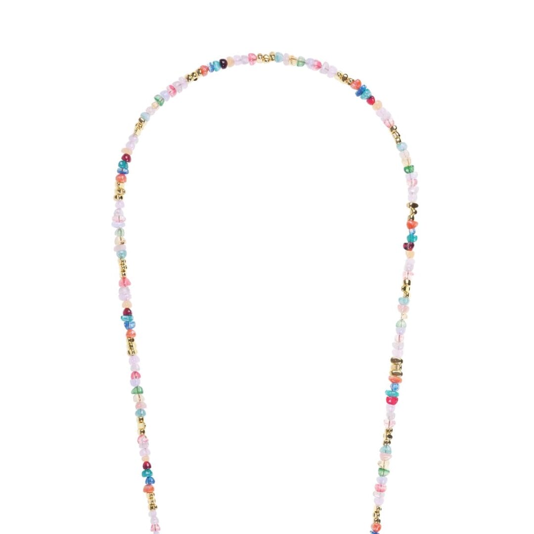 Handgefertigte Handykette aus Marseille, 120 cm, mit Barockperlen und Edelstahl. In Multicolore und Kaki erhältlich. Geschenkbox inklusive.