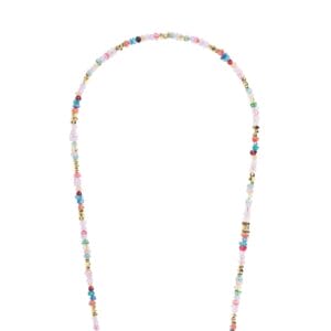 Handgefertigte Handykette aus Marseille, 120 cm, mit Barockperlen und Edelstahl. In Multicolore und Kaki erhältlich. Geschenkbox inklusive.