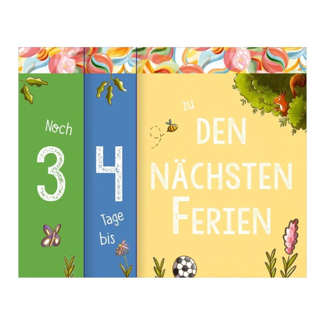 Countdown-Kalender Schule: zählt Tage bis zum ersten Schultag, zu den Ferien oder zum Geburtstag rückwärts. Für Kinder ab 5 Jahren, von arsEdition.