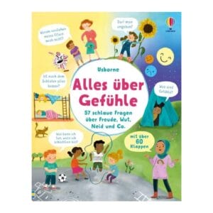 Über 60 Klappen erklären Kindern ab 5 ihre Gefühle — Freude, Wut, Neid, Angst. Interaktives Pappbilderbuch von Usborne, mit Kinderpsychologin entwickelt.