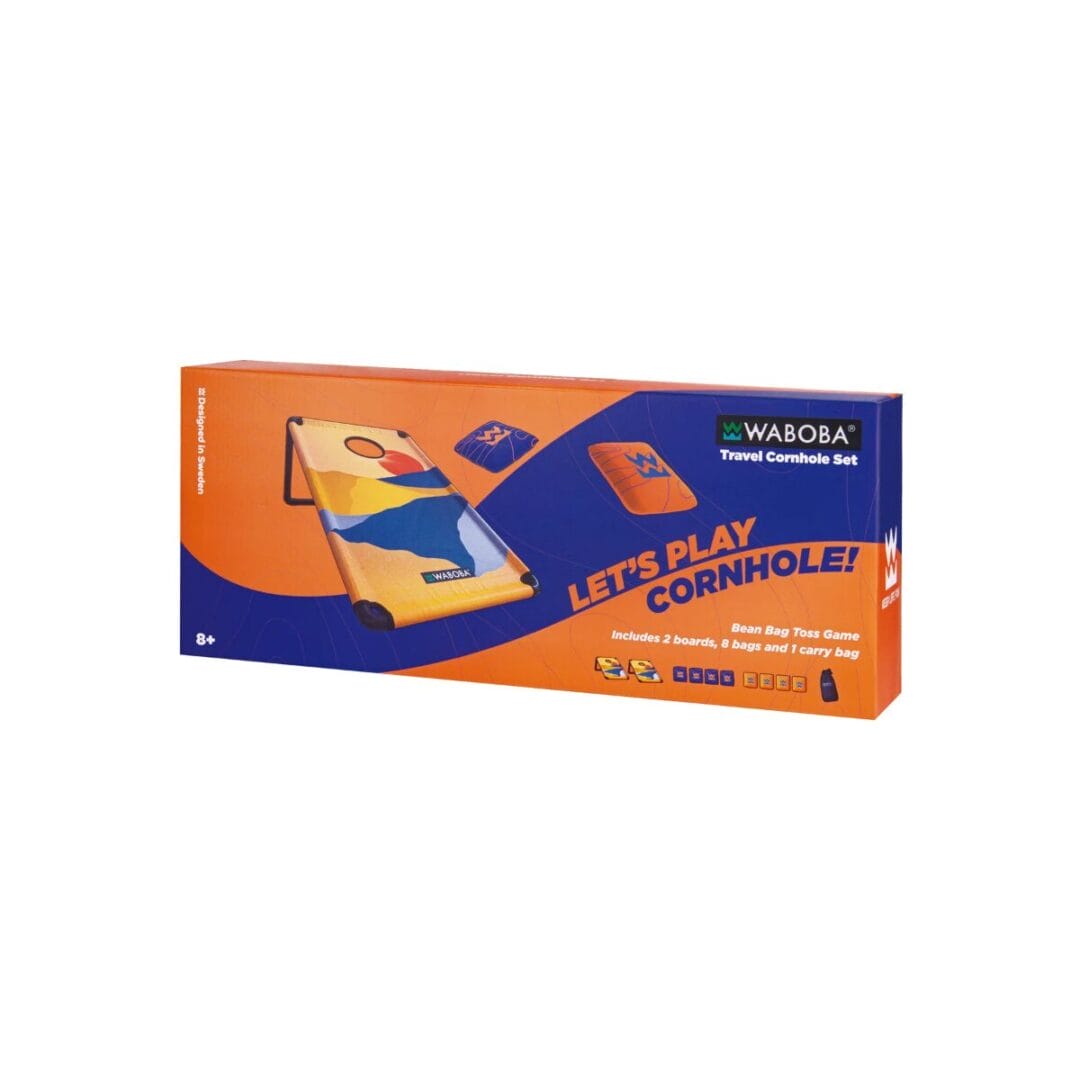 Waboba Cornhole Travel Set: 2 leichte Boards, 8 Bohnensäckchen, Tragetasche inklusive. Schnell aufgebaut, ideal für Garten, Strand & unterwegs.