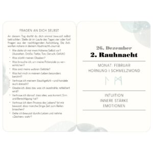 Die zwölf Rauhnächte bewusst erleben: 25 Karten mit Bräuchen, Ritualen und Fragen an dich selbst, dazu ein 128-seitiges Notizbuch in der Geschenkbox.