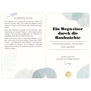 Die zwölf Rauhnächte bewusst erleben: 25 Karten mit Bräuchen, Ritualen und Fragen an dich selbst, dazu ein 128-seitiges Notizbuch in der Geschenkbox.